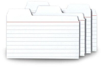 Find It 3" x 5" Tabbed Index Cards, White, 48/Pack (FT07215)