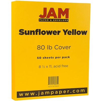 JAM Paper® Matte Cardstock, 8.5 x 11, 80lb Sunflower Yellow, 50/pack  (16729203)