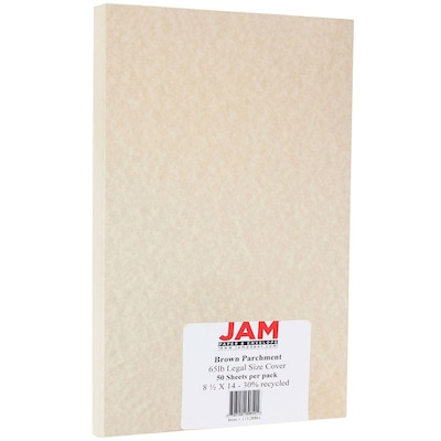 JAM Paper Parchment 65 lb. Cardstock Paper, 8.5 x 14, Brown, 50 Sheets/Pack (17128861)