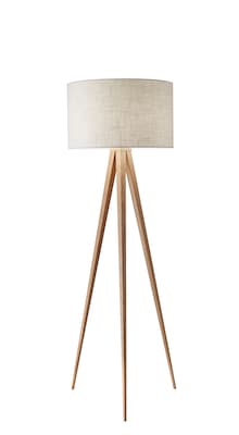 Adesso® Director 60.25H Floor Lamp, Natural with Off-White Fabric Drum Shade (6424-12)