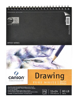 Canson 11 x 14 Wire Bound Drawing Sketch Pad, 24 Sheets/Pad, 2/Pack (40236-PK2)