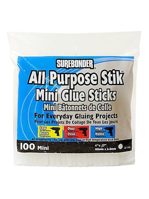 Surebonder Glue Sticks, 0.28 oz., White, 3/Pack (67162-PK3)