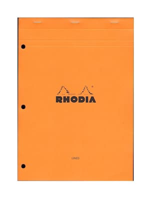 Rhodia Classic French Paper Pads Ruled With Margin, 3-Hole Punched 8 1/4 In. X 11 3/4 In. Orange [Pa