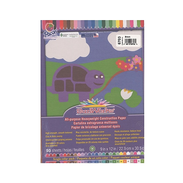 Pacon Sunworks Construction Paper 9" X 12", Brown, 50 Sheets, 5/Pack  (5PK-6703) | Quill.com