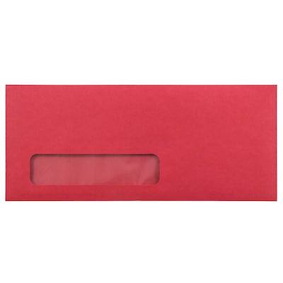 JAM Paper #10 Window Envelope, 4 1/8 x 9 1/2, Red, 50/Pack (1531052I)