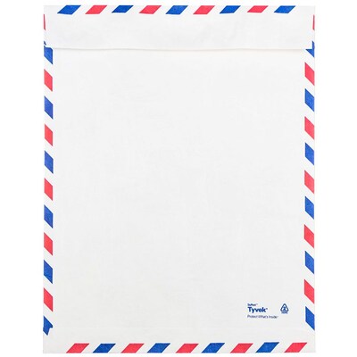 JAM Paper Tear-Proof Tyvek Open End Catalog Envelopes, 9 x 12, White Airmail, 25/Pack (2131102)