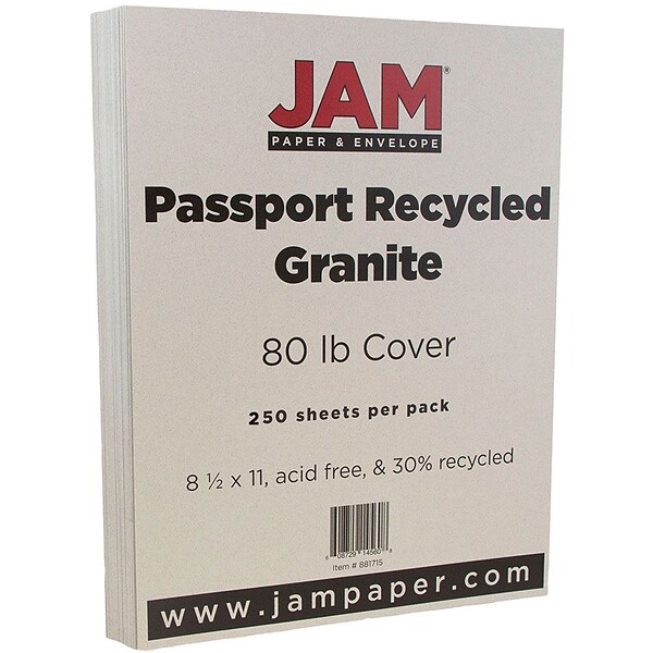 JAM Paper 80 lb. Cardstock Paper 8.5 x 11 Navy Blue 250 Sheets/Ream  (LEBA242B)