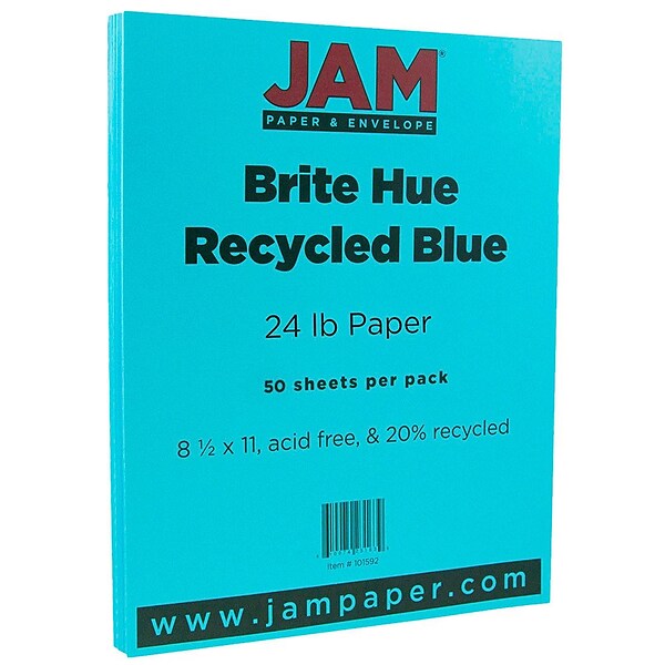 Jam Paper Smooth Colored Paper 24 Lbs. 8.5 X 11 Red Recycled 50