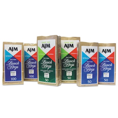 AJM Packaging Paper 10.63H x 5.13W x 3.13D Standard Lunch Bags, Brown, 1200/Pack