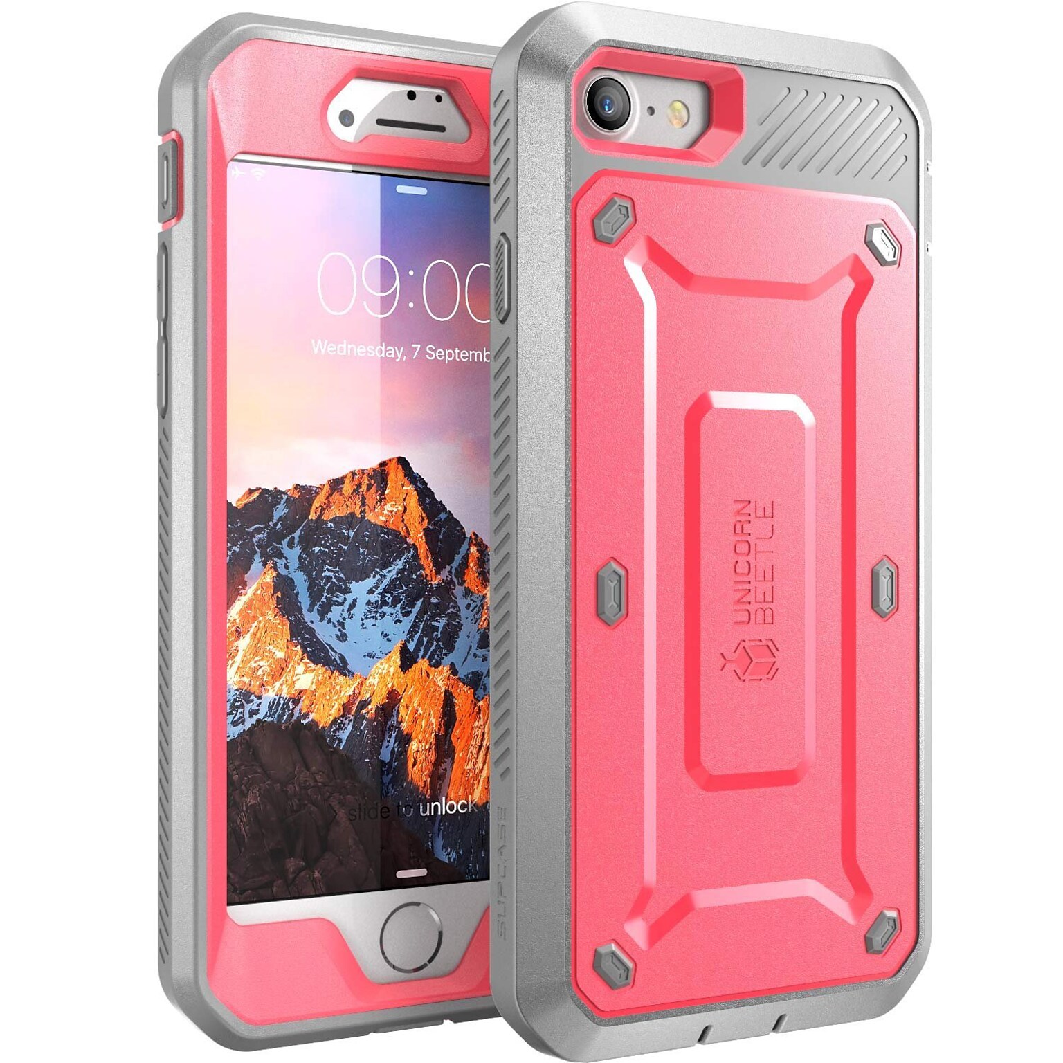 SUPCASE Apple iPhone 7 Unicorn Beetle Pro Series Fullbody Protective Case with Screen and Holster - Pink/Gray (752454312955)