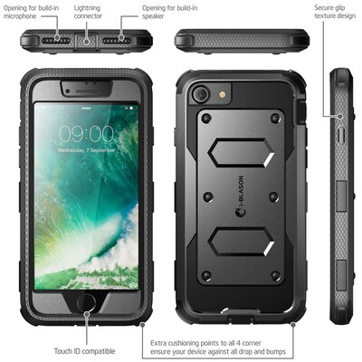 i-Blason Apple iPhone 7 Armorbox Series Fullbody Protection Case with  Screen and Holster - Black (75 | Quill.com