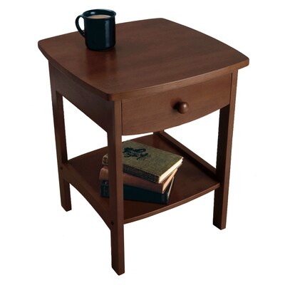 Winsome 22 x 18 x 18 Wood Curved End Table/Night Stand With One Drawer, Brown