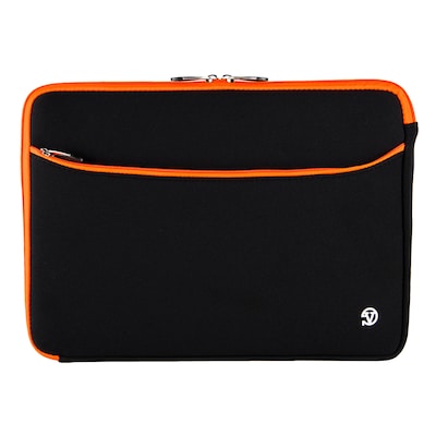 Vangoddy Laptop Carrying Sleeve with Front Pocket Fits up to 17 Laptops (Black with Orange Trim)