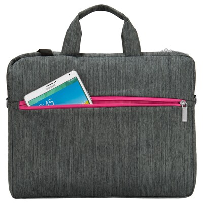Vangoddy Wave Laptop Briefcase, Gray/Magenta Nylon (NBKLEA602)