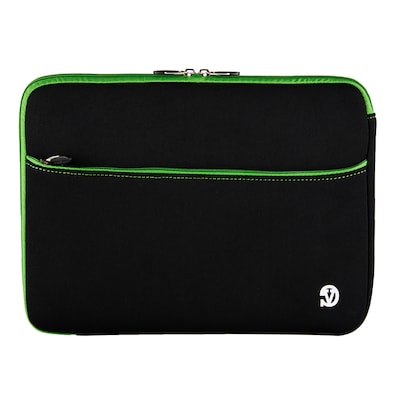 Vangoddy Neoprene Laptop Carrying Sleeve Fits up to 13" Laptops (Black with Green Trim)