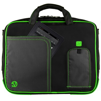 Vangoddy Pindar Laptop Sleeve Messenger Shoulder Bag Fits up to 13" Laptops - Medium (Black and Green)