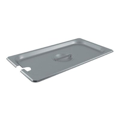 Winco Third Size Notched Pan Cover, 12.8 L X 6.9 W X 1.3 H, Silver (SPCT)