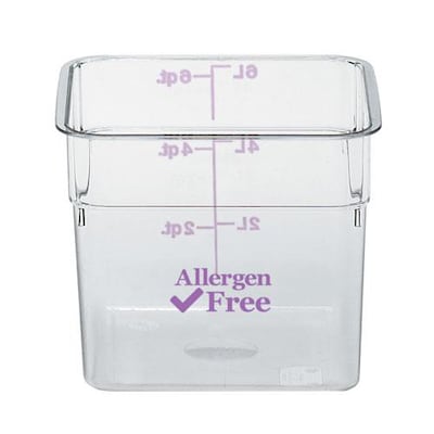 Cambro 8 Qt. Purple Allergen Free CamSquare® Container, 8 3/8 L x 8 3/8 W x 9 1/8 H, Purple/Clear