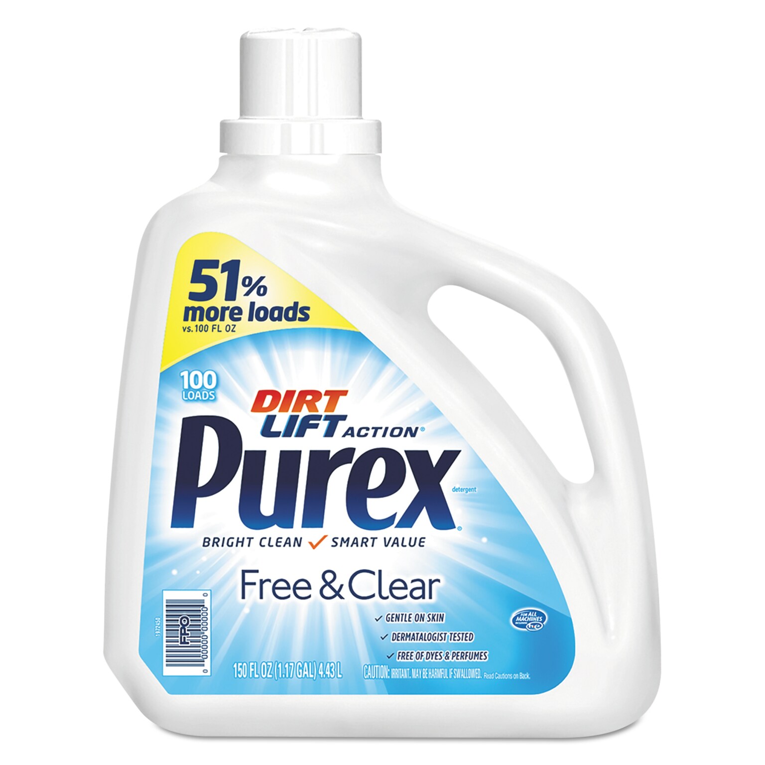 Purex Free & Clear HE Liquid Laundry Detergent, 100 Loads, 150 oz (DIA05020EA)