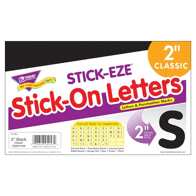 Trend Enterprises® STICK-EZE® 2" Letter and Mark Set, Black
