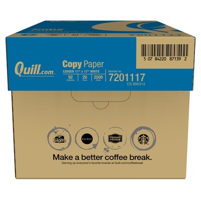 Quill Brand® 11" x 17" Copy Paper, 20 lbs., 92 Brightness, 500 Sheets/Ream,  5 Reams/Carton (7201117C | Quill.com