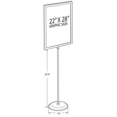 Azar Two-Sided Floor Stand Sign Holder, 22" x 28", Vertical, Freestanding, Silver Metal (AZA300289)