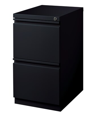 Hirsh HL10000 Series 20" 2-Drawer Mobile Pedestal File Cabinet with Full-Width Pull and Wheels, Black (18578)