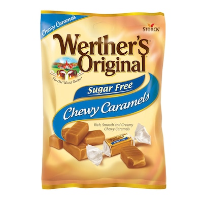 Werthers Original Sugar Free Chewy Caramel Candy, 1.46 oz., 12 Bags/Pack (302-00005)