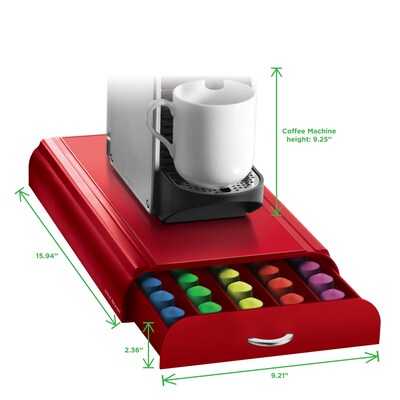 Mind Reader Anchor Coffee Pod Storage Drawer For 50 Nespresso Capsules Red NEST3PC RED Quill