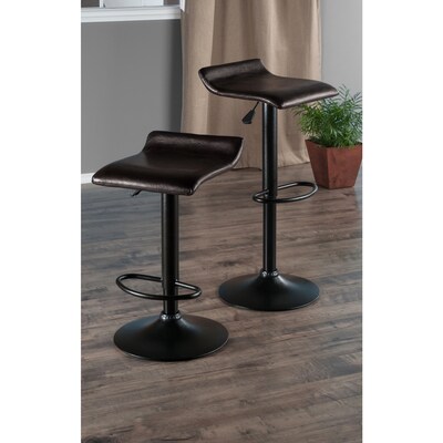 Winsome® Paris Faux Leather Swivel Airlift Adjustable Stool With Metal Base, Black/Espresso, 2/Set