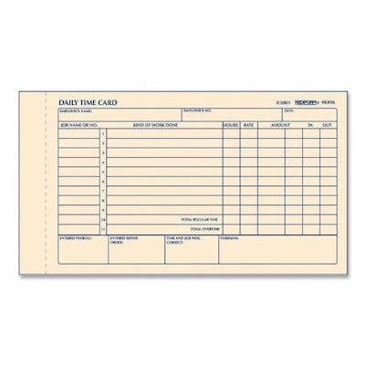 Time Card Pads, Daily, 4 1/4 x 7