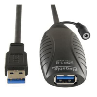 Plugable 32 USB 3.0 Type A to Type B Power Extension Cord, Black  (USB3-10M-D)