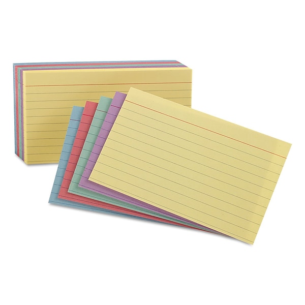 Staples 3 x 5 Index Cards, Lined, Assorted Colors, 300/Pack (TR50998)