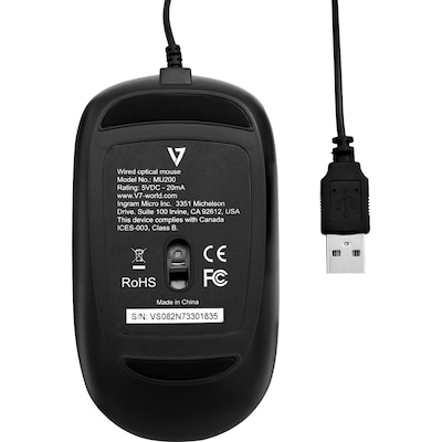 V7 MU200-1N Optical Mouse,  Black