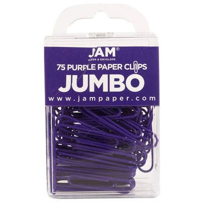 JAM Paper Jumbo Paper Clips, Purple, 3 Packs of 75 (42186879B)