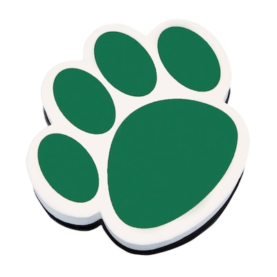 Ashley® Magnetic Whiteboard Eraser, Green Paw, 6 EA/BD