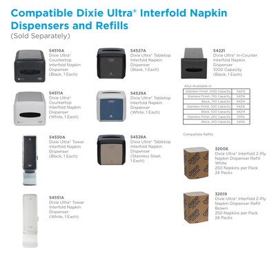 Dixie Ultra® Tower Interfold Napkin Dispenser by GP PRO, Black, Holds 1000 Napkins, 8.80”W x 9.30”D x 27.60”H (54550A)
