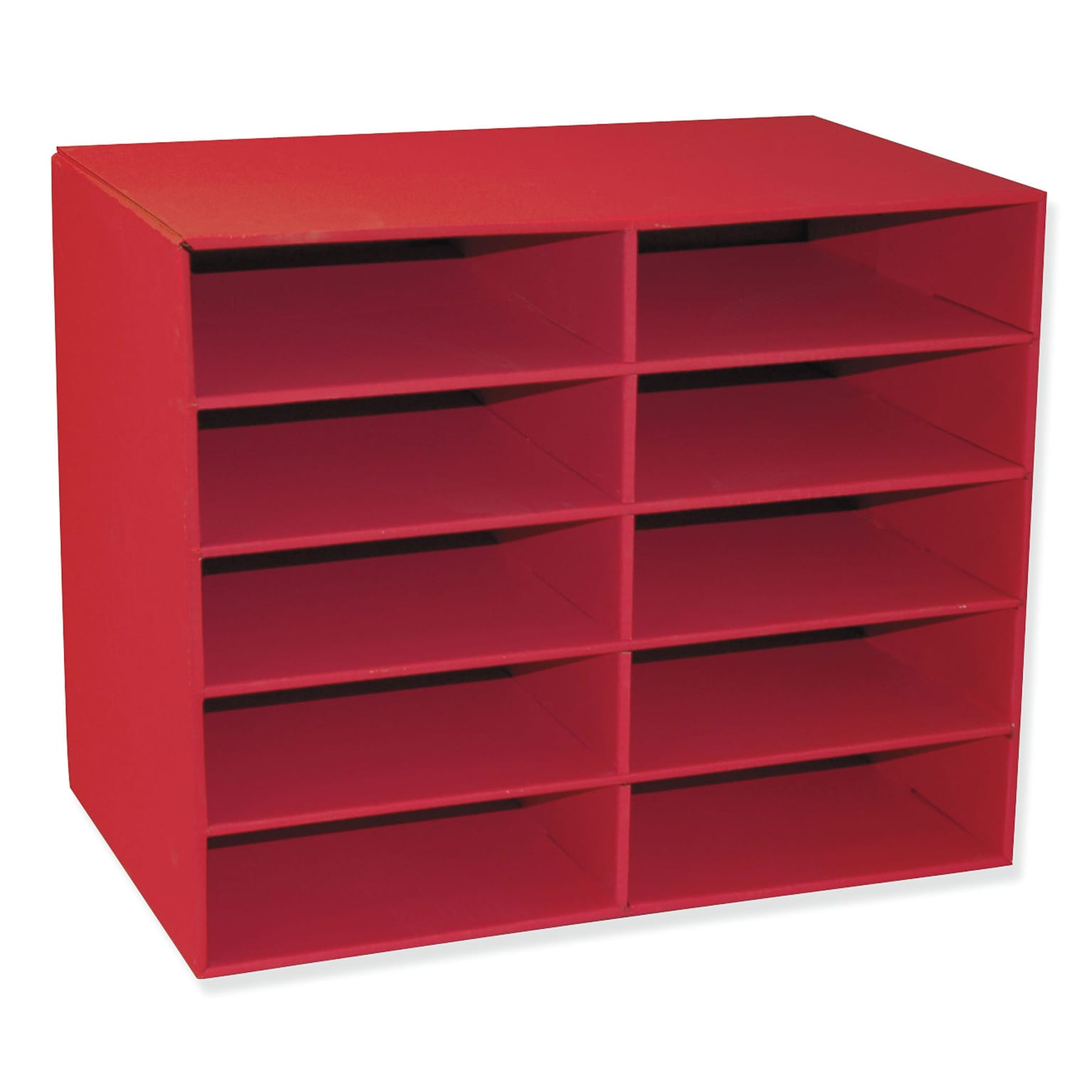 Pacon Classroom Keepers 10-Shelf Organizer, Corrugated Cardboard, 17 x 12.88 x 21, Red (PAC001314)