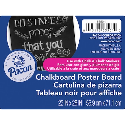 Pacon Chalkboard 28in x 22in Poster Board, Black, 25/Box (PAC53501)