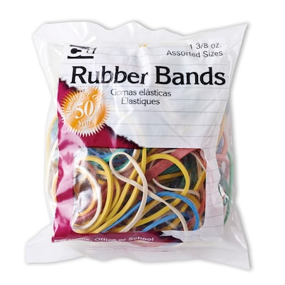 Charles Leonard Rubber Bands, Assorted Colors, 1-3/8 oz., 12 packs (CHL56385)