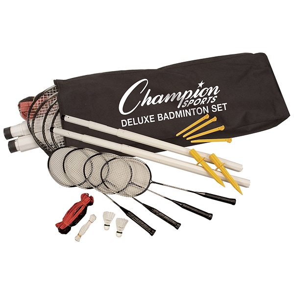 Champion Sports Plastic/Nylon/Steel Deluxe Badminton Set, Multicolor, Each  (CHSDBSET) | Quill.com