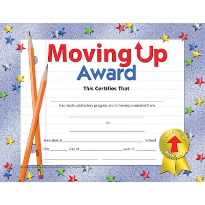 Hayes Moving Up Award, 8.5 x 11, Pack of 30 (H-VA518)