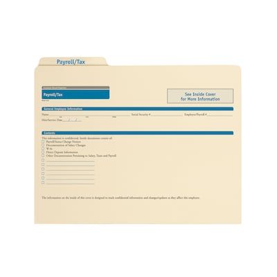 ComplyRight Employee Payroll & Tax Records Organizer, Pack of 25 (A0311)