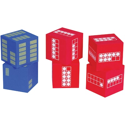 Learning Advantage Ten Frame Foam Dice, 4 red and 2 blue, Ages 6-10 (CTU7297)