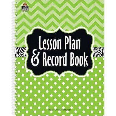 Teacher Created Resources Lime Chevrons and Dots 160 Pages Lesson Planner and Record Book (TCR2384)