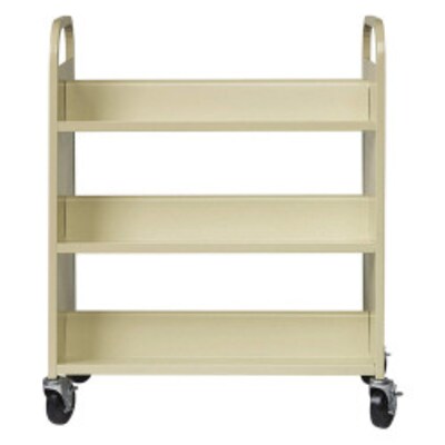 Hirsh Double-Sided Mobile Book Cart, 18" Deep, Putty (21785)