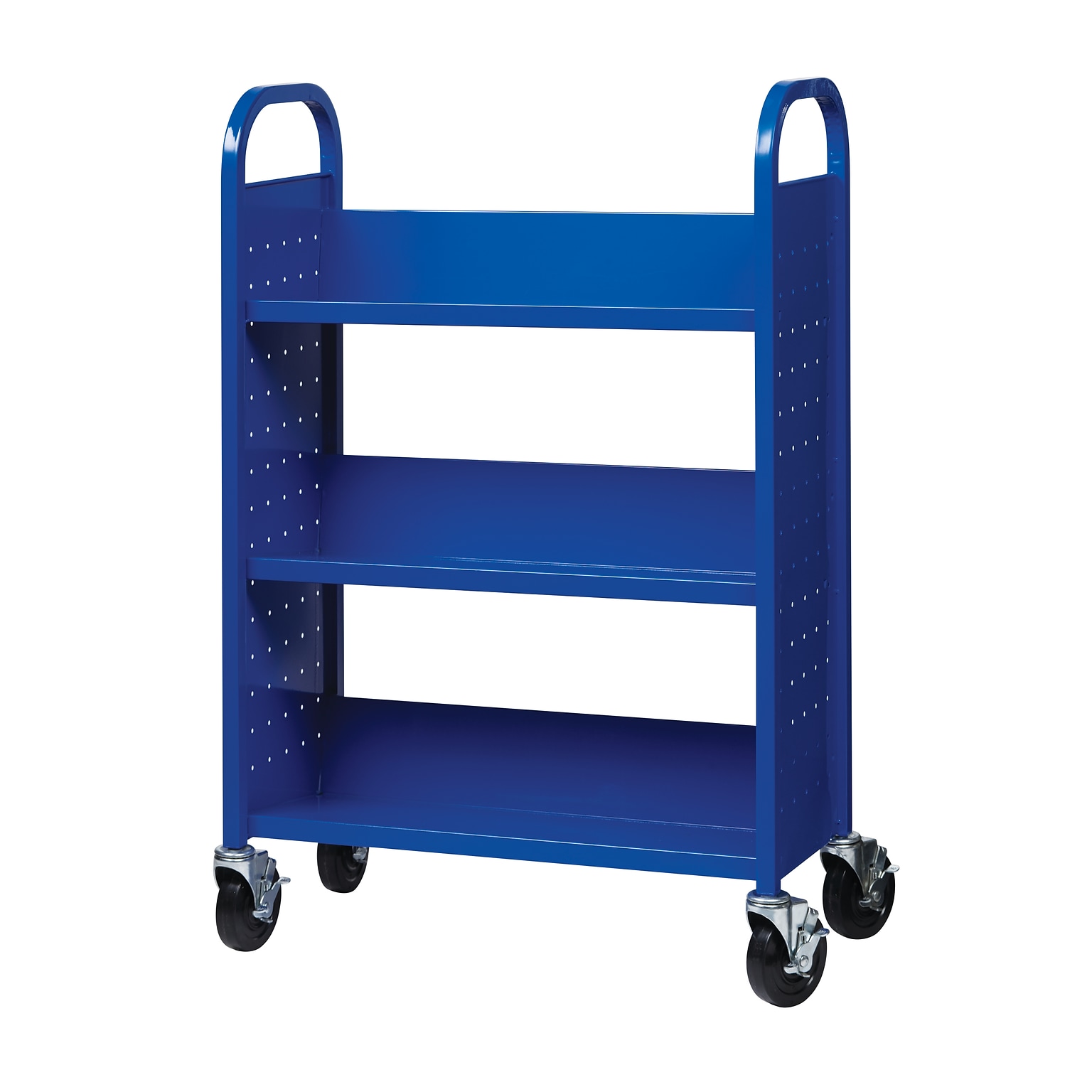 Hirsh Single-Sided Mobile Book Cart, 13 Deep, Blue (21790)