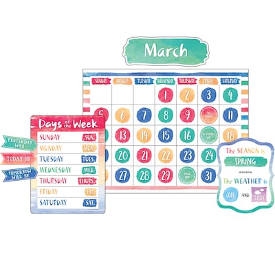 Teacher Created Resources® Watercolor Calendar Bulletin Board Set, 87 pieces (TCR8971)