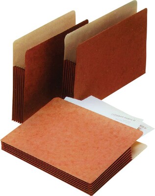 Pendaflex 100% Recycled Reinforced File Pocket, 5 1/4 Expansion, Letter Size, Redrope (E1534G)