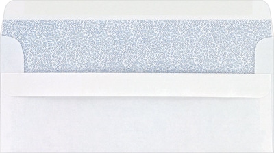 Self-Sealing Security-Tint #10 Envelopes, 4-1/8" x 9-1/2", White, 500/Box (511289/99296)